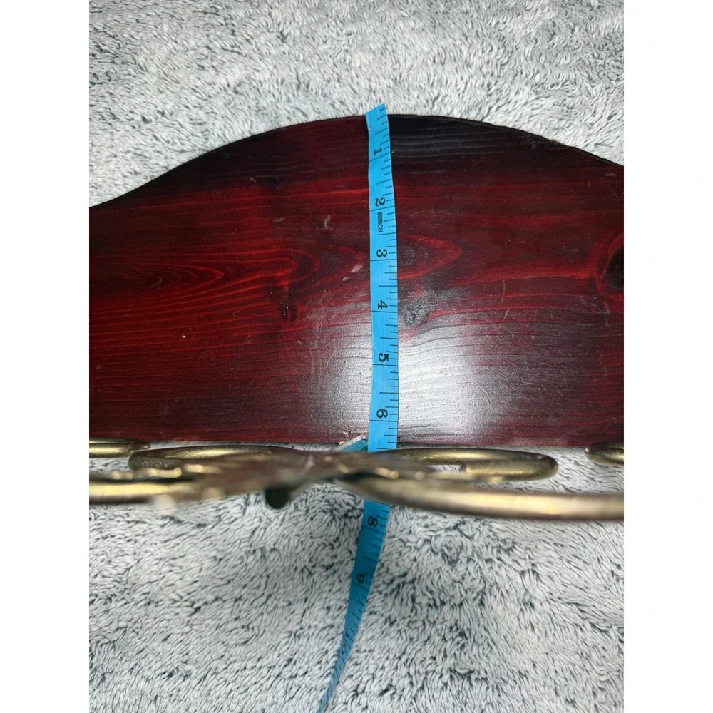 Vintage Home Interiors Wooden Brass Scroll Wall Shelf 23.5 Inch Traditional
